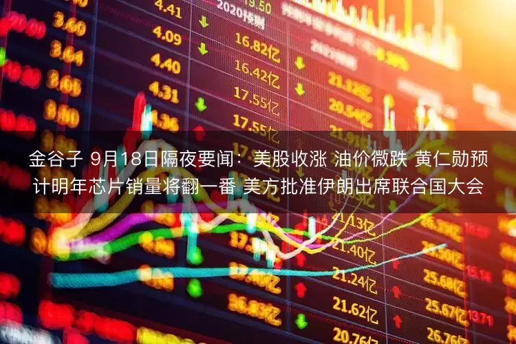 金谷子 9月18日隔夜要闻：美股收涨 油价微跌 黄仁勋预计明年芯片销量将翻一番 美方批准伊朗出席联合国大会